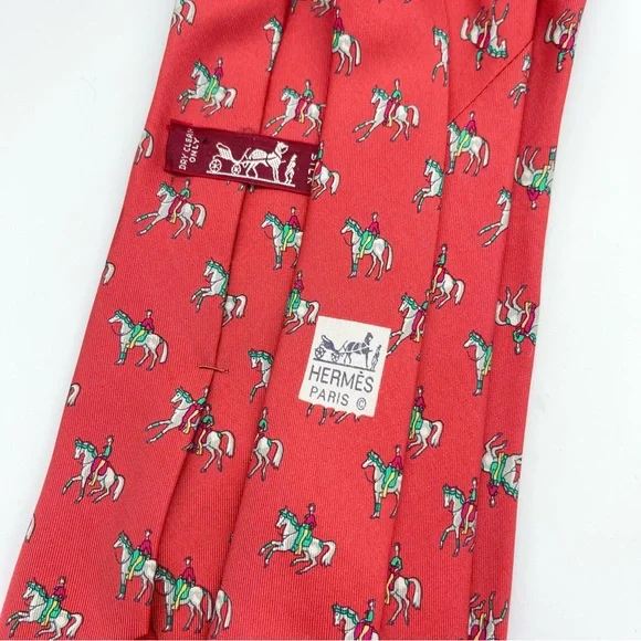 Vintage Hermes Equestrian Show Horse Pure 100% Silk Tie Made in France 7371PA - Picture 13 of 16